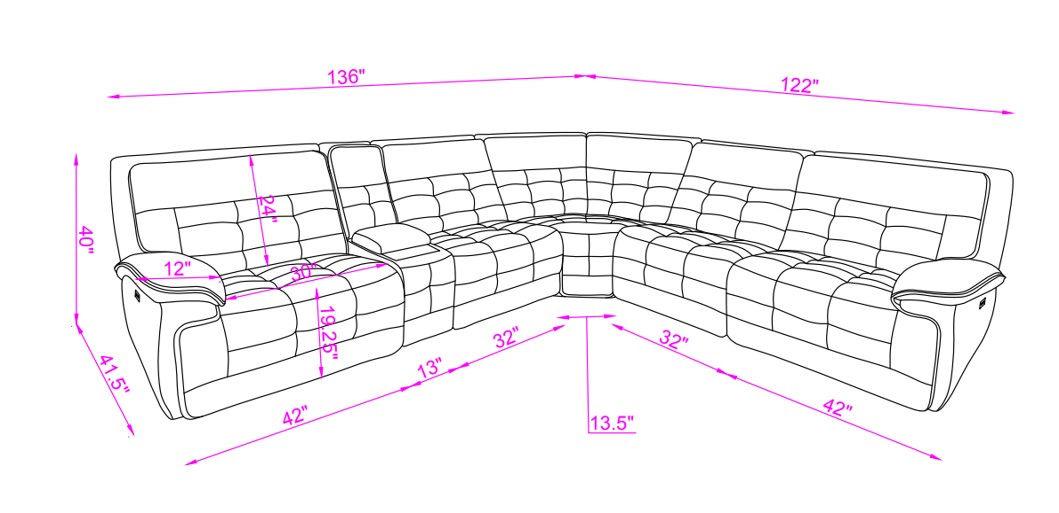 S8900 Starlight (Power/Adj Head) Power Reclining Sectional