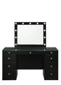 Avery - Vanity Desk With Glass Top And LED Mirror - Black