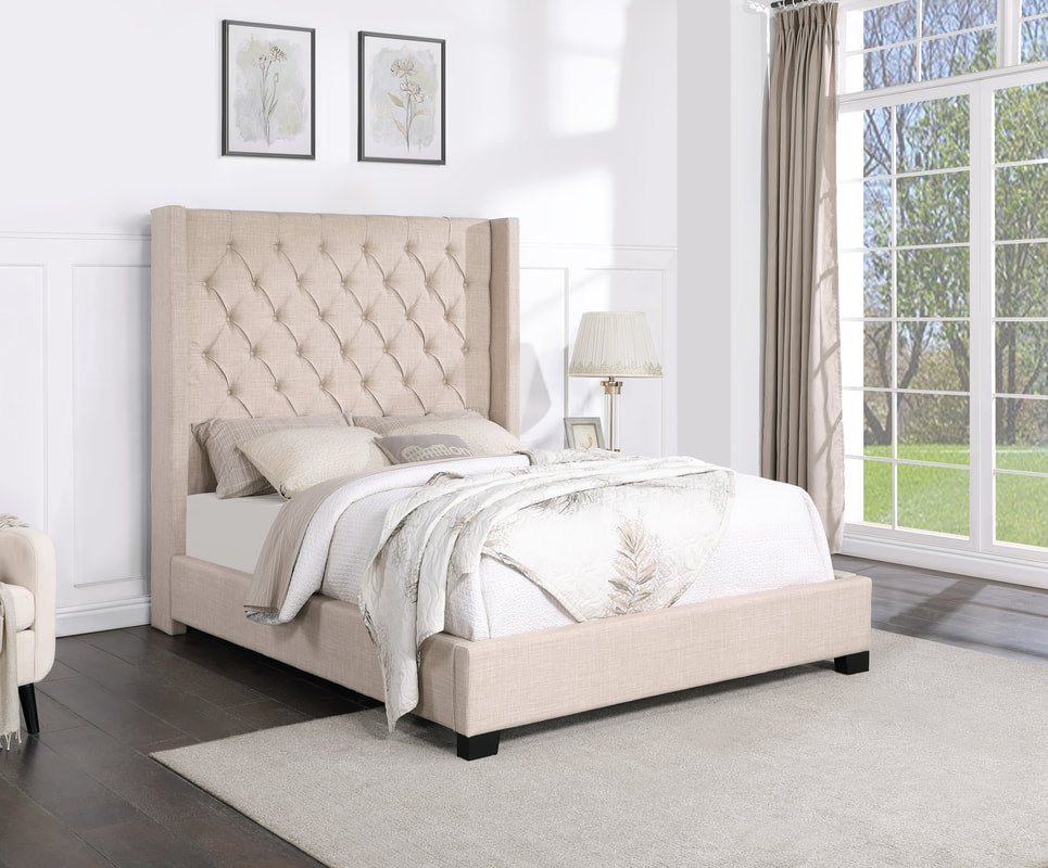 Cedar Beige 6 FT Upholstered King Bed