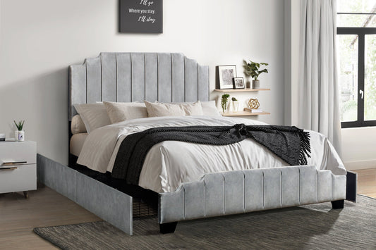 Ridge Gray Full Platform Bed with Side Drawer Storage