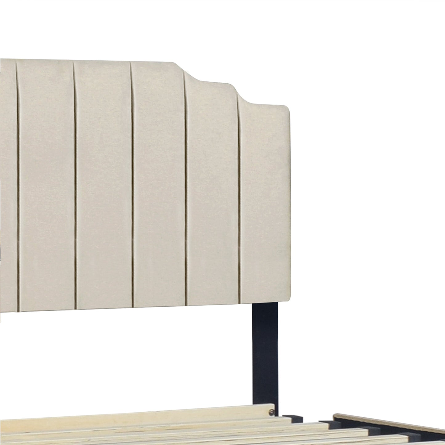 Ridge Beige King Platform Bed with Side Drawer Storage