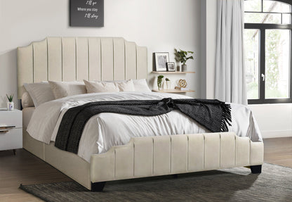 Ridge Beige Queen Platform Bed with Side Drawer Storage