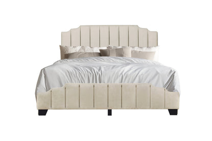 Ridge Beige Queen Platform Bed with Side Drawer Storage