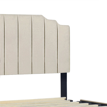 Ridge Beige Queen Platform Bed with Side Drawer Storage