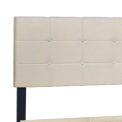 Capitone Beige Full Platform Bed with Side Drawer Storage