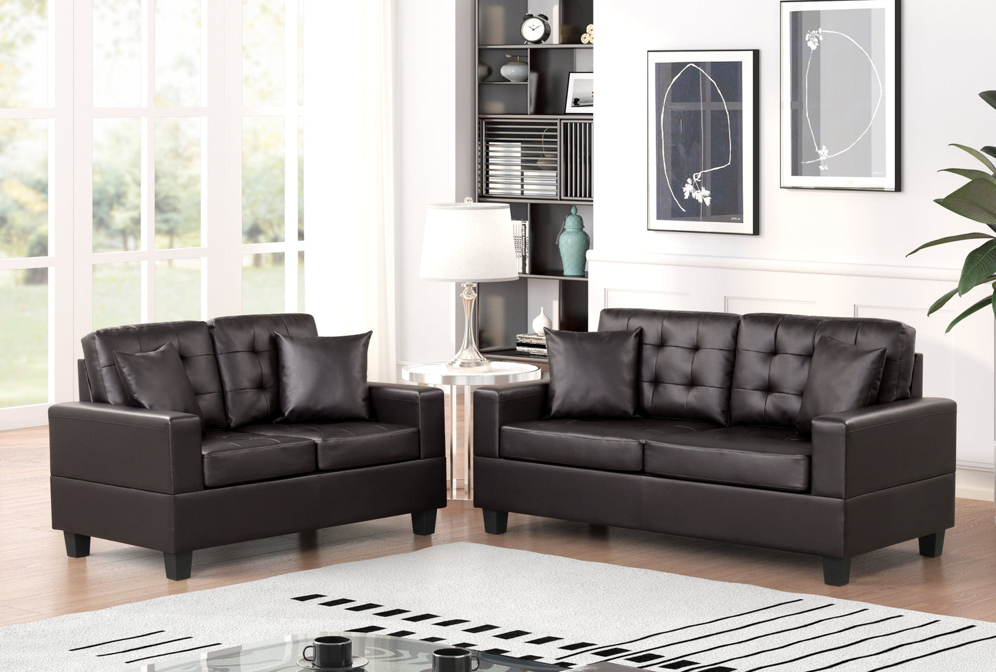 Vega Espresso PU Leather Sofa & Loveseat