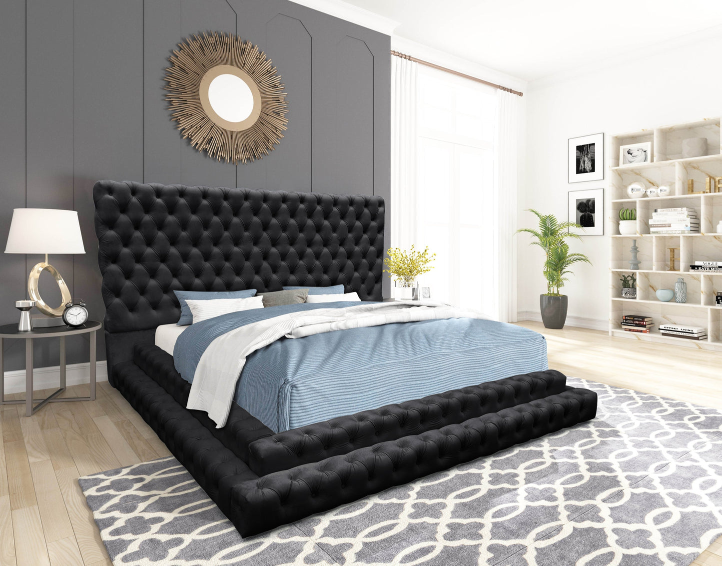 Kiki Black Queen Platform Bed