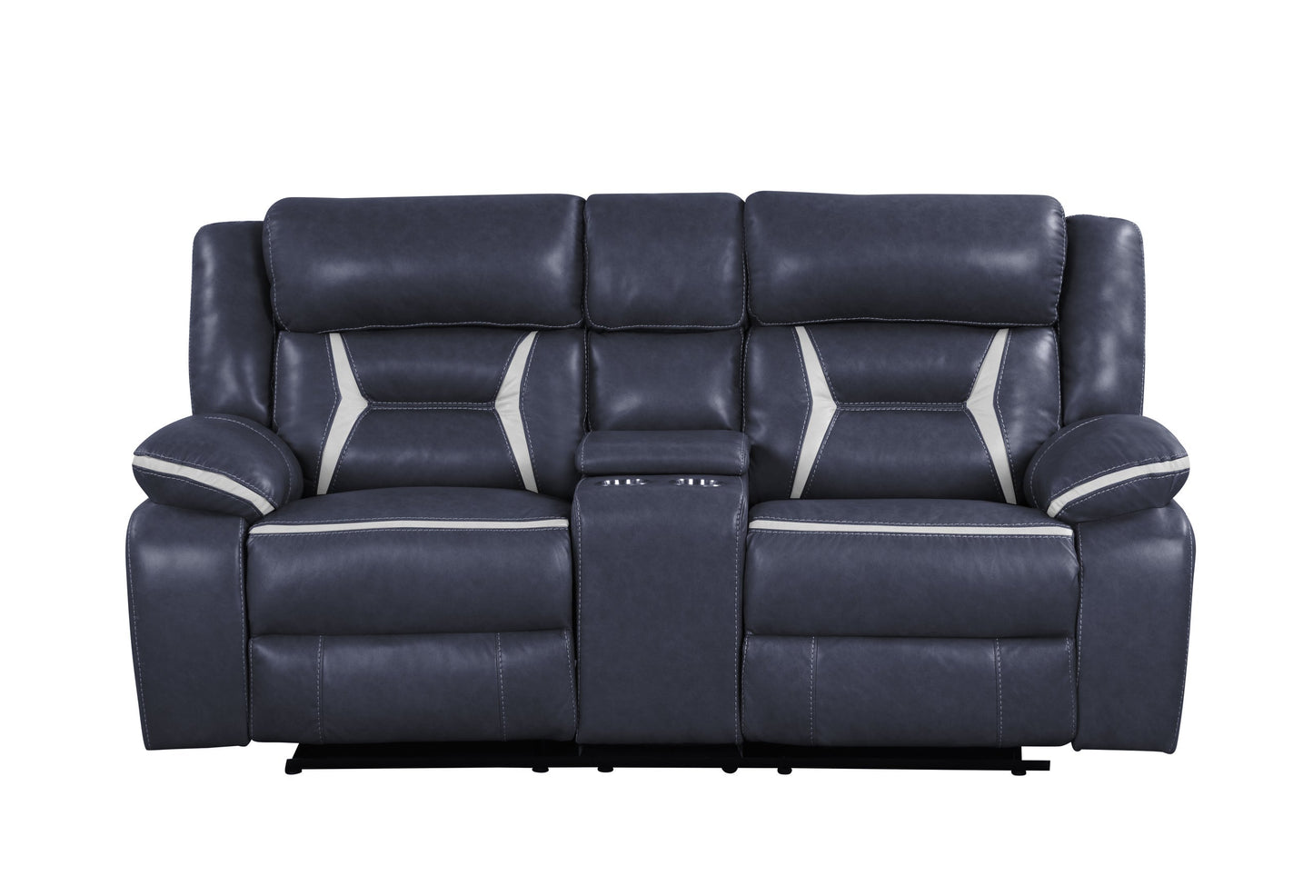 Luka Navy 3-Piece Reclining Living Room Set