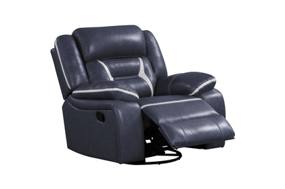 Luka Navy 3-Piece Reclining Living Room Set