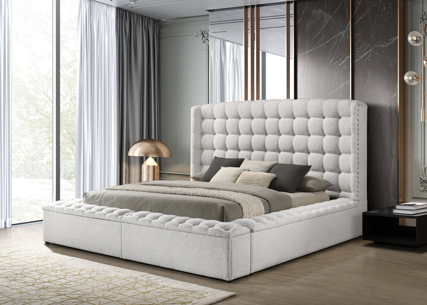 Madonna White King Storage Platform Bed