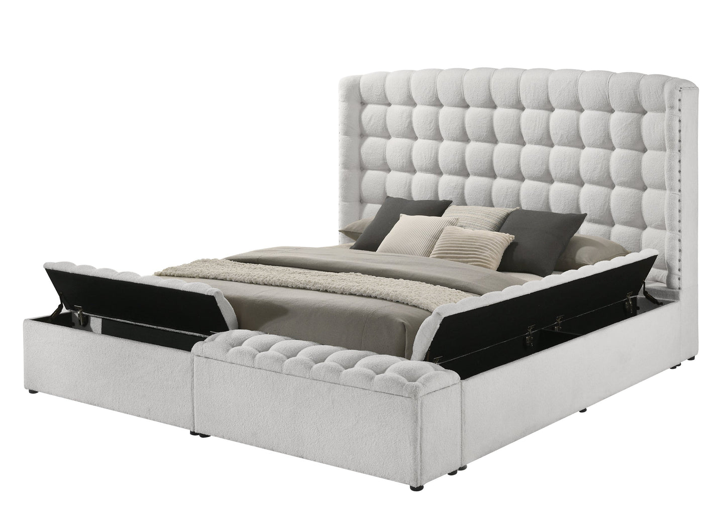 Madonna White King Storage Platform Bed