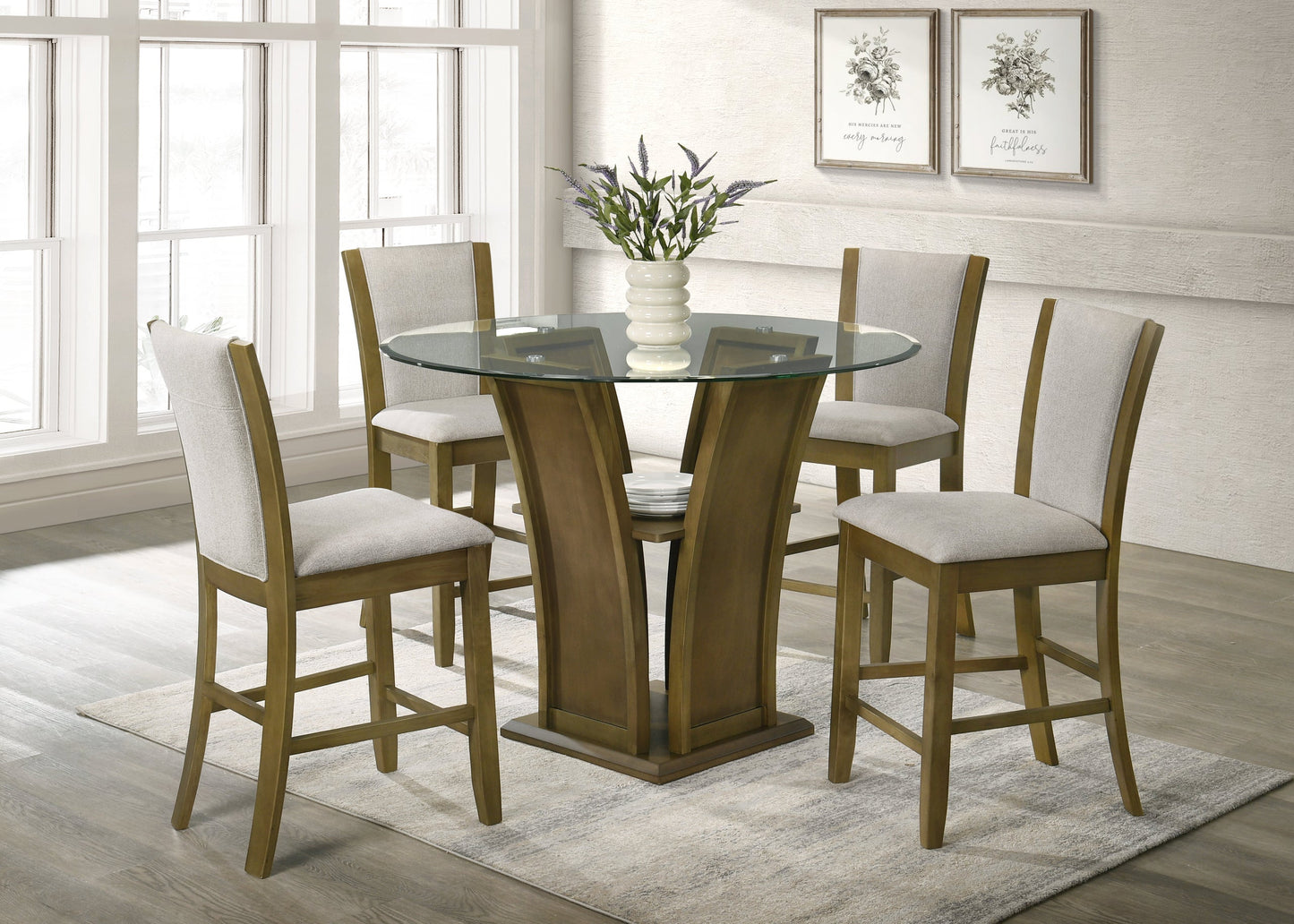 Orlando Brown/Beige 5-Piece Dining Set