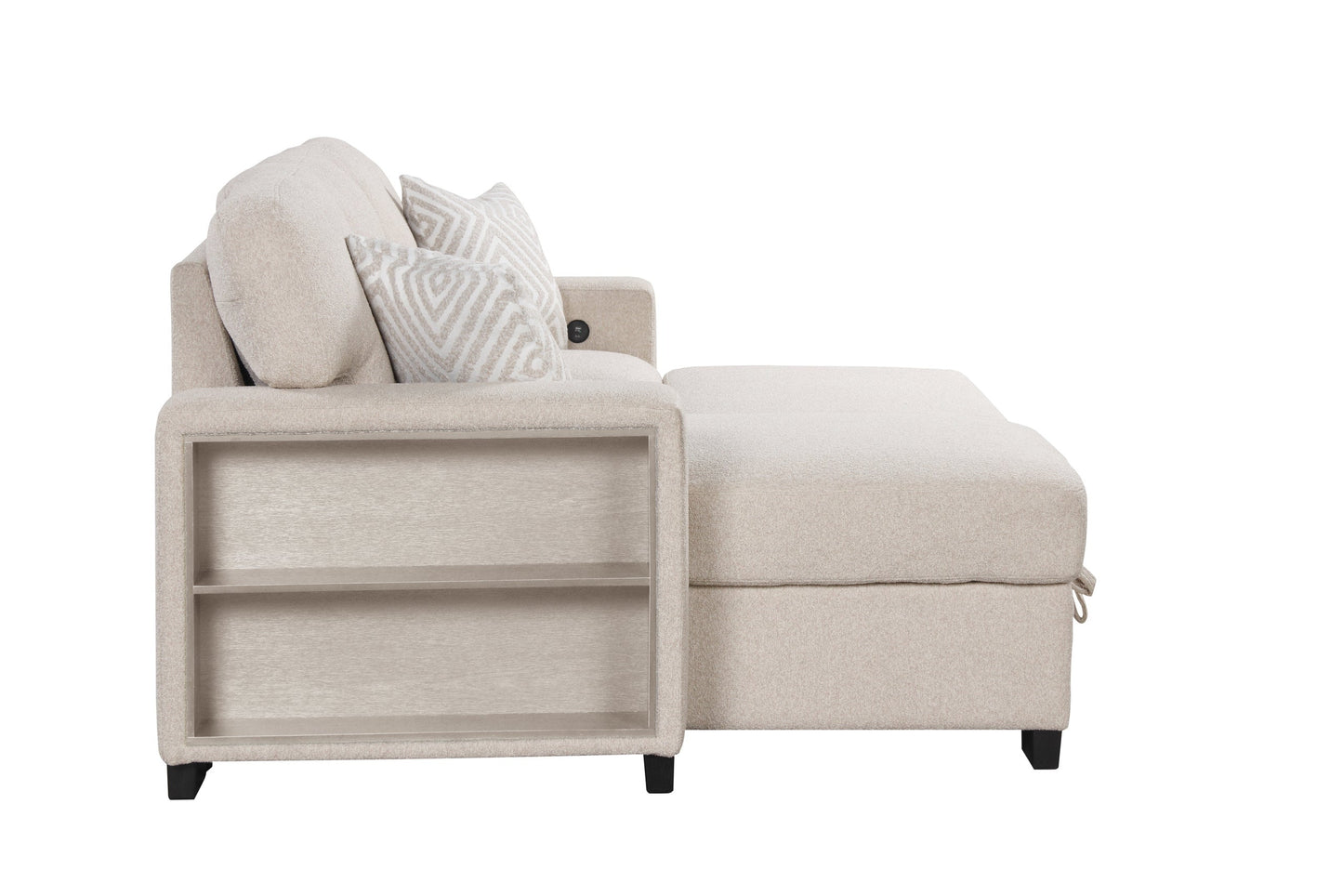 Pacific Beige Reversible Sectional With Pull-Out Bed