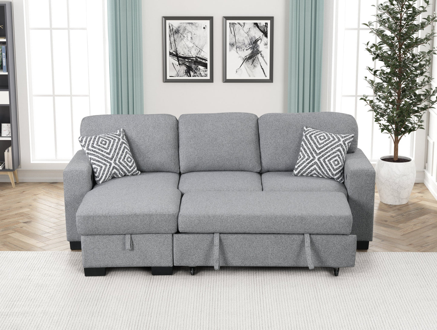 Pacific Gray Reversible Sectional With Pull-Out Bed