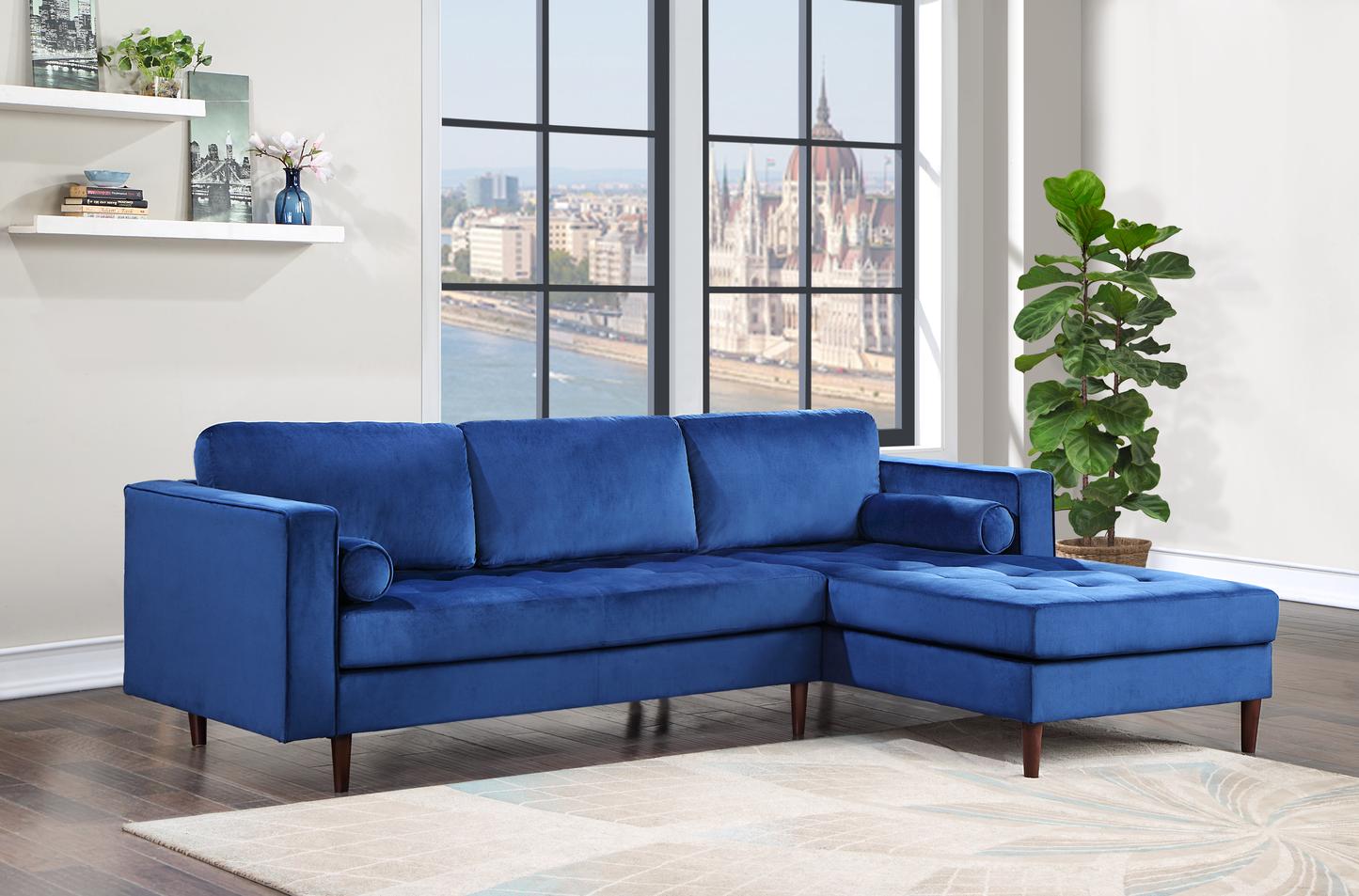 Roxy Blue Velvet RAF Sectional