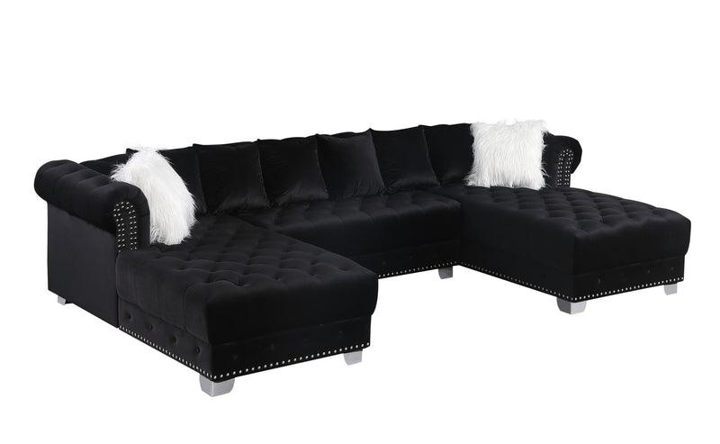 S6350 Jordan II (Black) Double Chaise Velvet Sectional