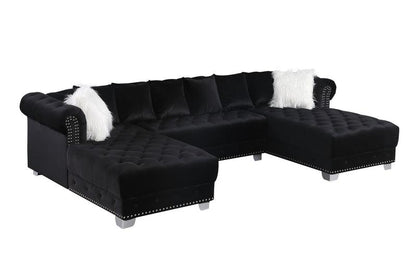 S6350 Jordan II (Black) Double Chaise Velvet Sectional