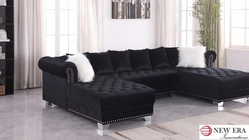 S6350 Jordan II (Black) Double Chaise Velvet Sectional