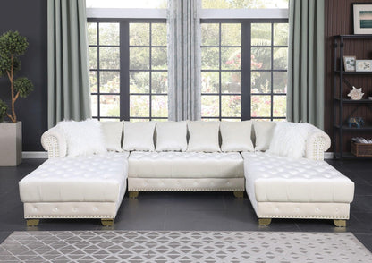 S6350 Jordan II (Cream) Double Chaise Velvet Sectional