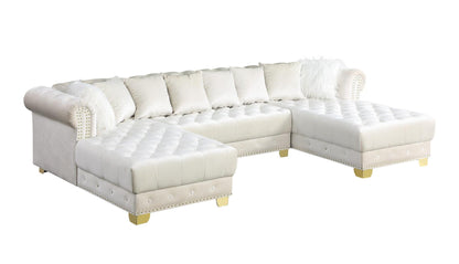 S6350 Jordan II (Cream) Double Chaise Velvet Sectional