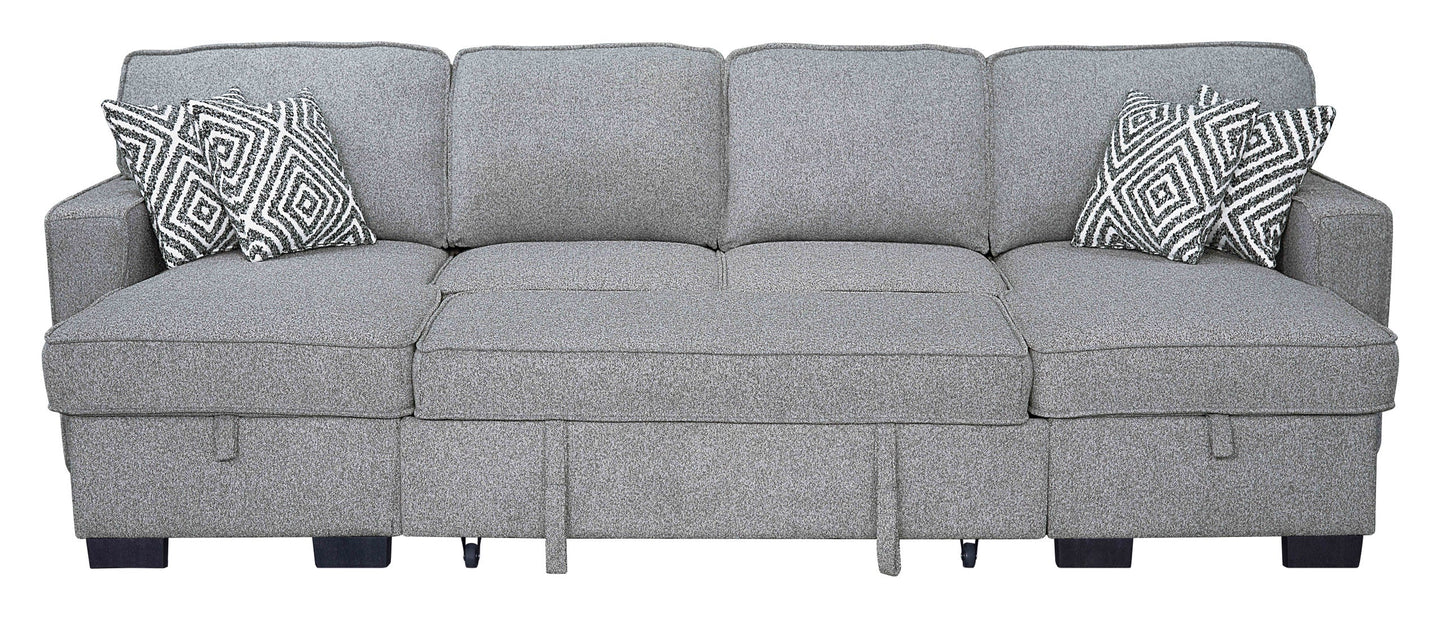 Sahara Gray Double Storage Chaise Sectional with Drop Down Cupholders