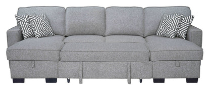 Sahara Gray Double Storage Chaise Sectional with Drop Down Cupholders