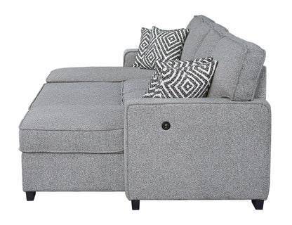 Sahara Gray Double Storage Chaise Sectional with Drop Down Cupholders