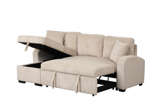 Silvia Beige 2-Piece Sectional With Pull-Out Bed