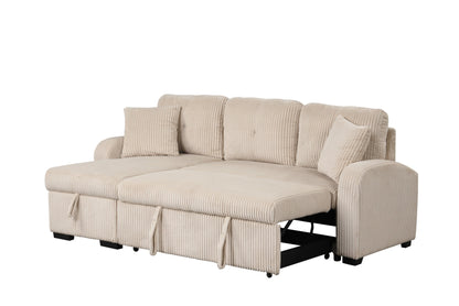 Silvia Beige 2-Piece Sectional With Pull-Out Bed