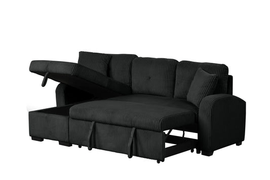 Silvia Black 2-Piece Sectional With Pull-Out Bed