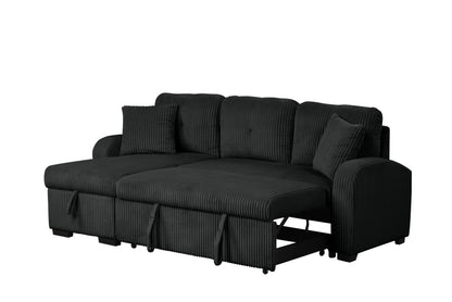 Silvia Black 2-Piece Sectional With Pull-Out Bed