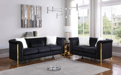 S8288 Fara (Black/Gold) Sofa And Loveseat