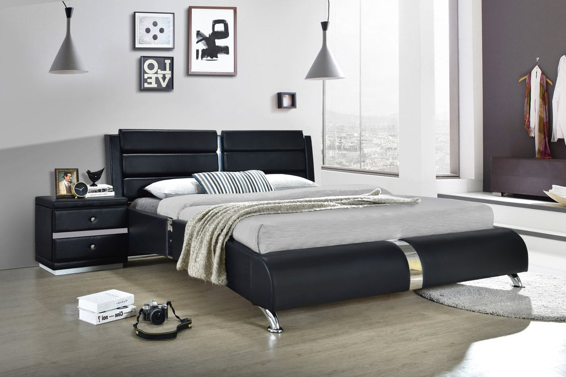 Vegas Black King Platform Bed