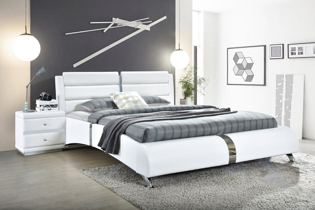 Vegas White King Platform Bed