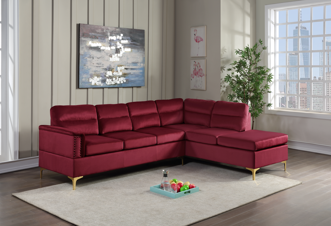 Vogue Red Velvet Sectional